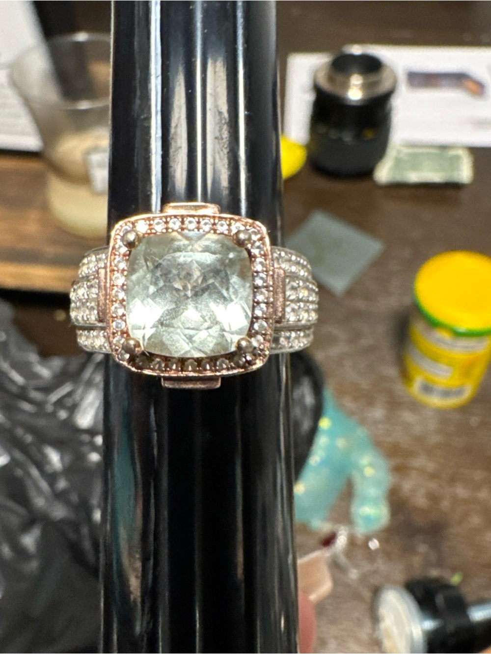 Suzy Levian Sterling Silver Green Amethyst Ring